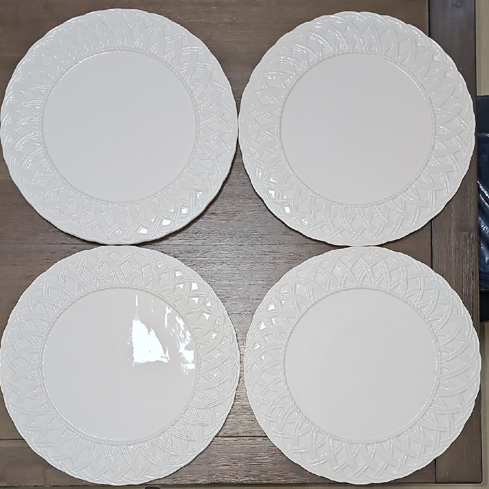 Tiffany & Co. White Woven 13" Cake Plates -- 4